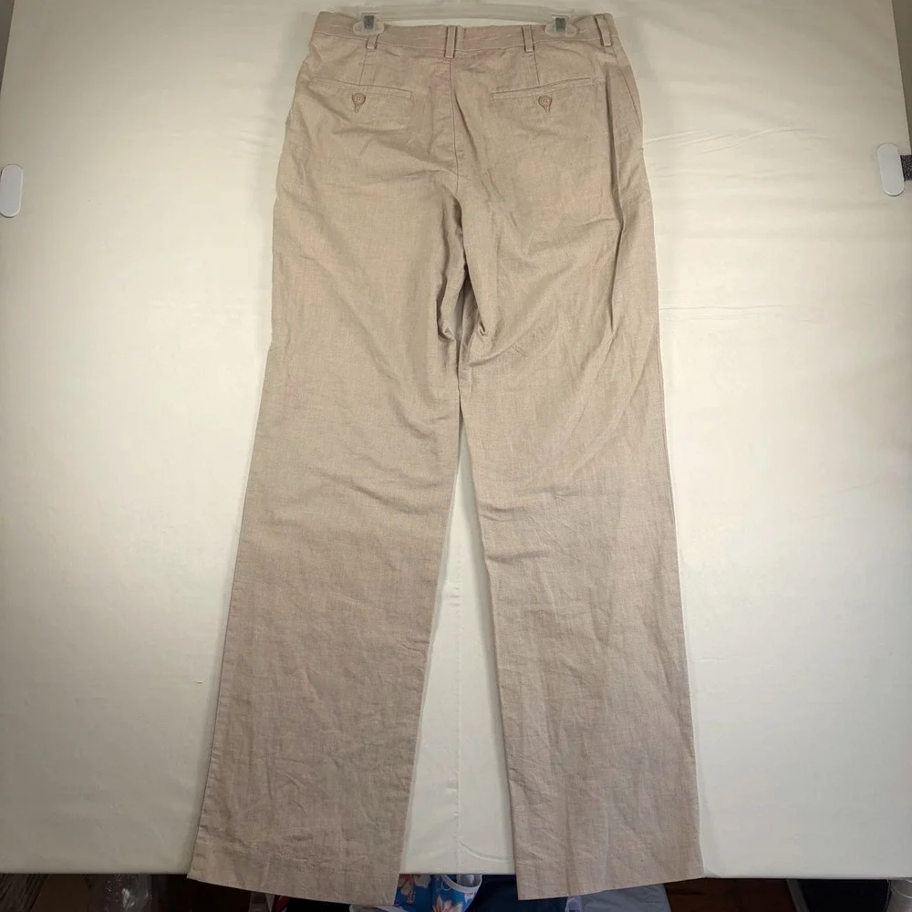 Cubavera Mens 32x34 Khaki Linen Blend Beachcore Flat Front Pants Old Money